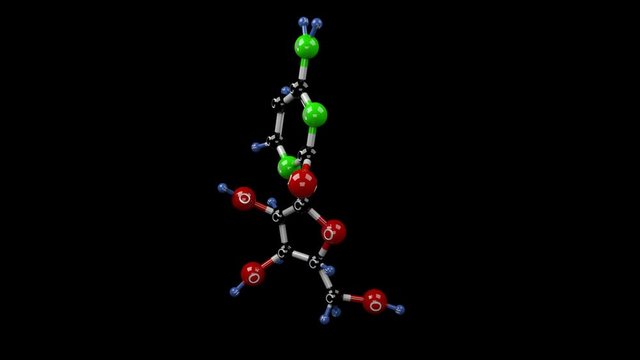 Cytarabine molecule.Molecular structure of cytosine arabinoside, chemotherapy medication used to treat leukemia. Alpha channel.