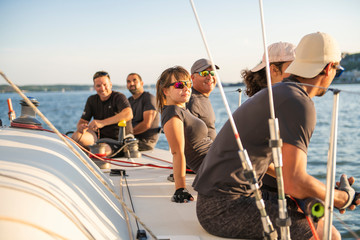 Naklejka premium Team athletes Yacht training for the competition