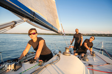 Team athletes Yacht training for the competition