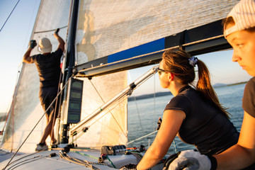 Team athletes Yacht training for the competition