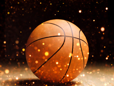 Basketball close-up on studio background - Stock image