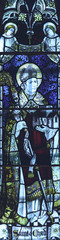 Obraz na płótnie Canvas Interiors of Lichfield Cathedral - Stained Glass in Chapter House A Close up - Saint Chad