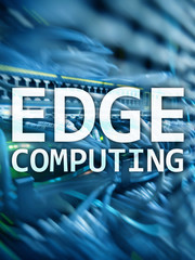 EDGE computing, internet and modern technology concept on modern server room background.