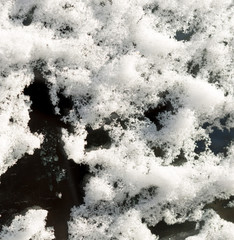 parked car covered with snow during snowing in winter time