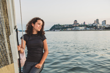 Yaghting adventure people on the high sea