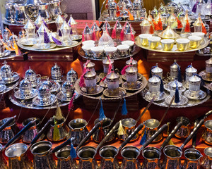 Turkish tea sets in Istanbul Bazaar