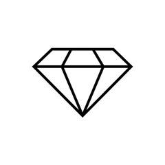 Diamond vector flat icon. Diamond line icon, outline vector sign, linear style pictogram isolated on white