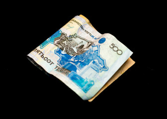 Kazakh hundred banknote on black