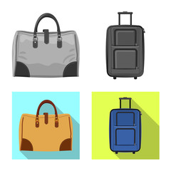 Vector design of suitcase and baggage symbol. Collection of suitcase and journey stock symbol for web.