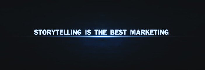 Storytelling is the best marketing text on blue light background.