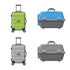 Isolated object of suitcase and baggage icon. Collection of suitcase and journey stock symbol for web.
