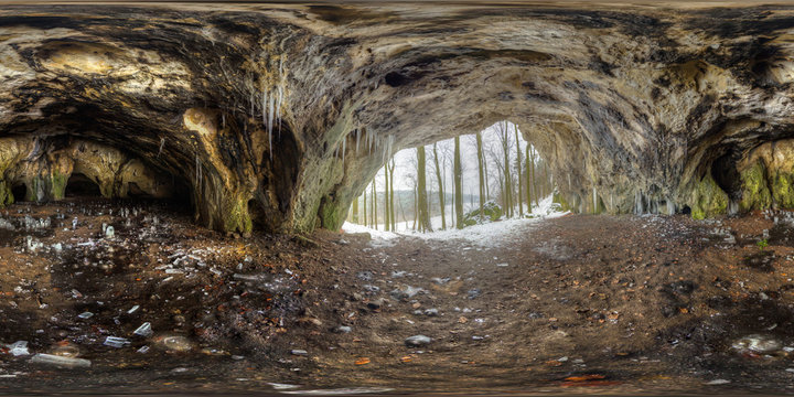 Icicles In The Oswald Cave, Wiesenttal, Germany