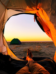 View from a camping tent in the desert © Алмас