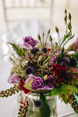 detail shot of wedding party floral decorations