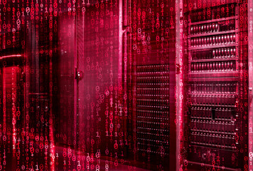 Server room center exchanging cyber datas and connections - Powered by Adobe