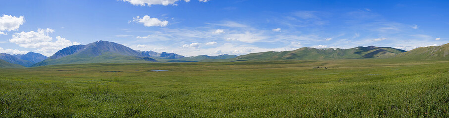 Panorama of the Oroi Pass. Altai, Russia.