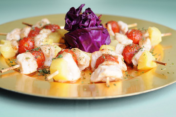 Chicken Kabobs with Tomatoes and Pineapple