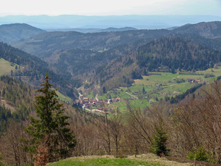 Fototapeta na wymiar Schwarzwaldgipfel. Blick auf Neuenweg von Belchen und aussicht nach Nonnenmattweiher.