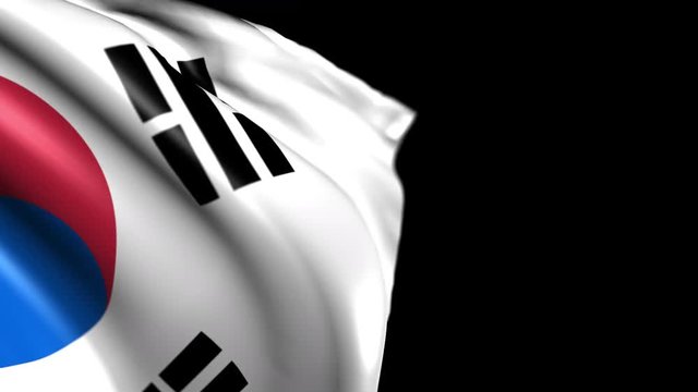Flag of South Korea. Animated Slow pan to the right with black background. Transition element