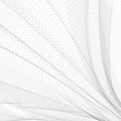 Abstract folded network. Gray waving thin lines, curves. Vector monochrome striped background. Line art pattern, textile, net, mesh textured effect. EPS10 illustration
