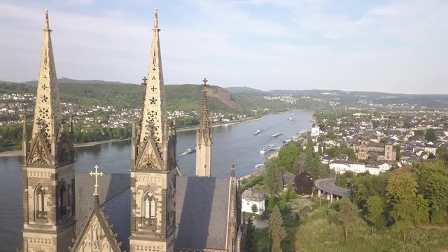 4K Drone Aerial Apolinariskirche Bonn church cathedral