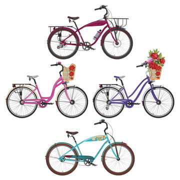 Vector illustration of city bikes in flat style