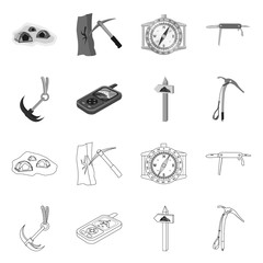 Fototapeta premium Isolated object of mountaineering and peak sign. Collection of mountaineering and camp stock symbol for web.