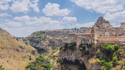 The sassi of Matera, Italy and the valley and creek of the Murgia National Park