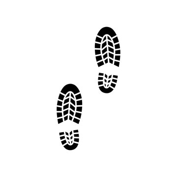 Boot footprint black track icon. Human shoe imprint vector mark.