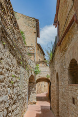 Medieval streets and buildings of San Gimignano, Italy