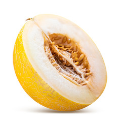 Yellow melon isolated on white background. Clipping path