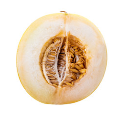 Yellow melon isolated on white background. Clipping path