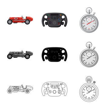 Isolated object of car and rally icon. Set of car and race vector icon for stock.