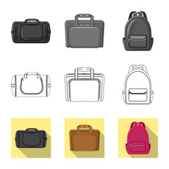 Vector illustration of suitcase and baggage symbol. Collection of suitcase and journey stock symbol for web.