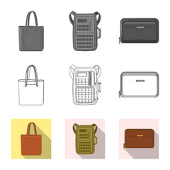 Vector design of suitcase and baggage icon. Set of suitcase and journey stock symbol for web.