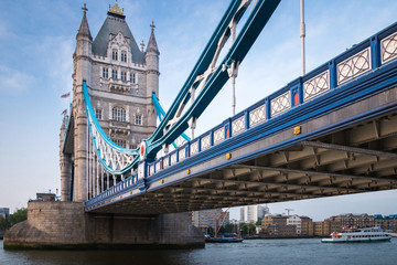 Fototapeta na wymiar The Tower Bridge stretching over River Thames in London, England