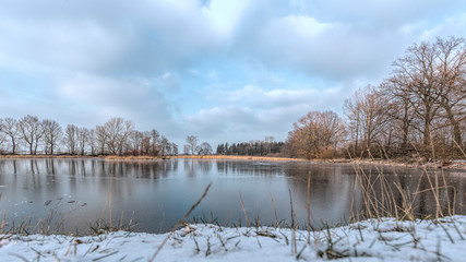 frozen lake - winter landscape