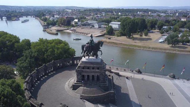 4K Drone Aerial Deutschlandeck Koblenz monument