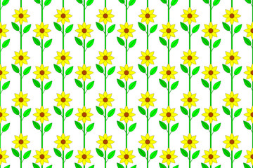 Seamless bright yellow flower pattern, vector illustration