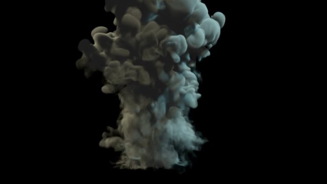 Explosion with smoke and fire on black