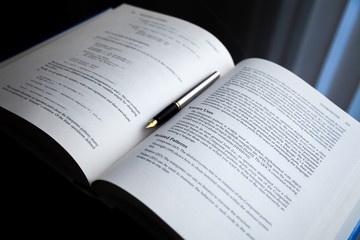 Fountain Pen On Open Book Close-up