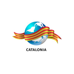 Obraz premium Vector Illustration of a world – world with catalonia flag