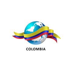 Obraz premium Vector Illustration of a world – world with colombia flag