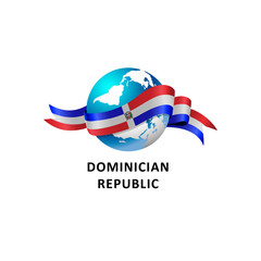 Vector Illustration of a world – world with dominician republic flag