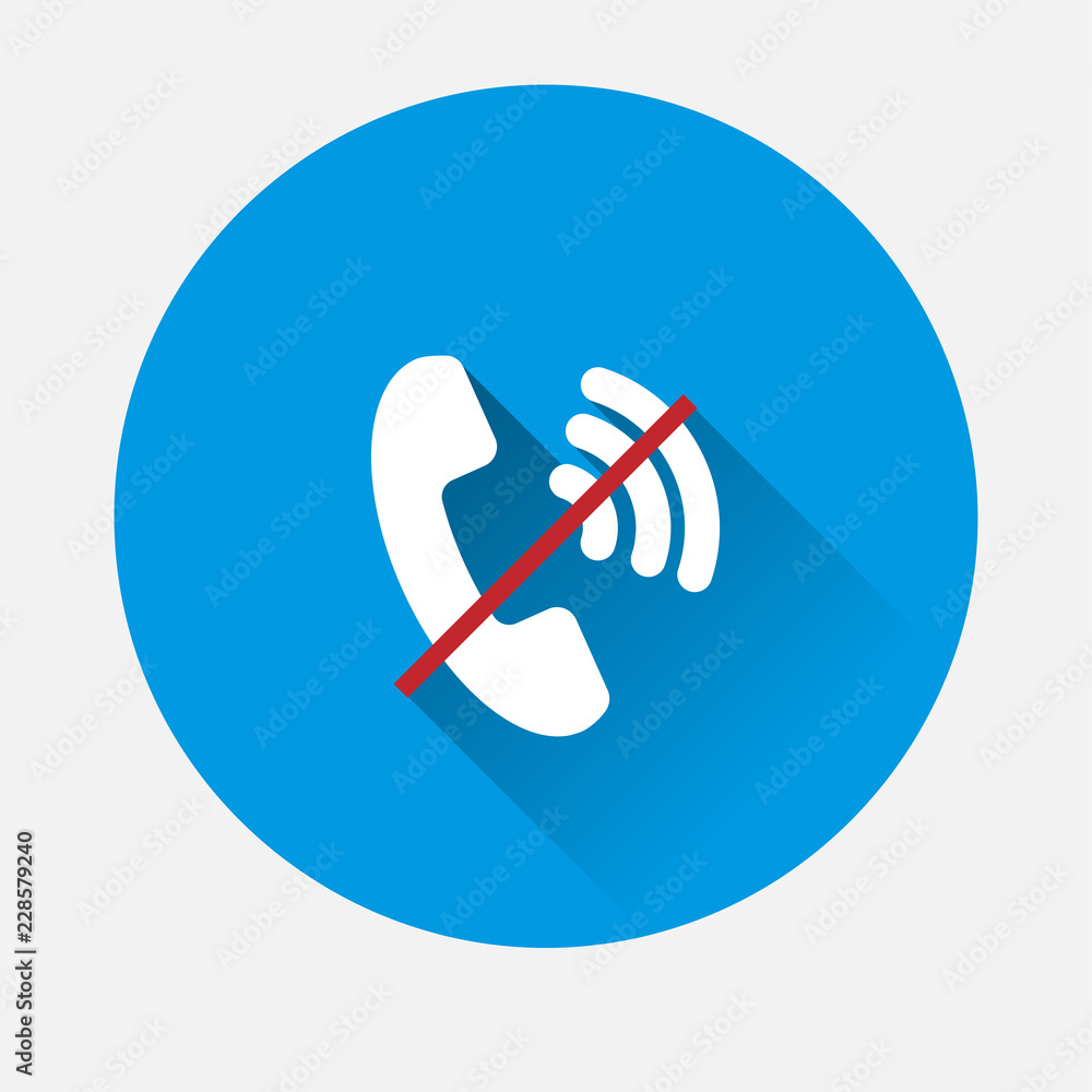 Aufkleber vector no handset icon on blue background. flat image no phone with long shadow. layers grouped for 