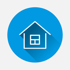 Vector House  icon on blue background. Flat image Home symbol with long shadow. Layers grouped for easy editing illustration. For your design.