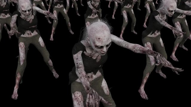 zombies are coming forward, transparent background