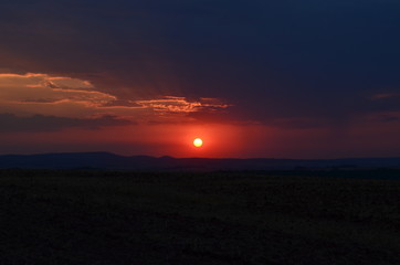 Sunset over the fields