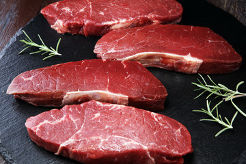 Barbecue rump Steak, dry Aged Steak on rustic background