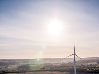 Fototapeta premium 4K Drone aerial Windpark, Windmill, German winter landscape